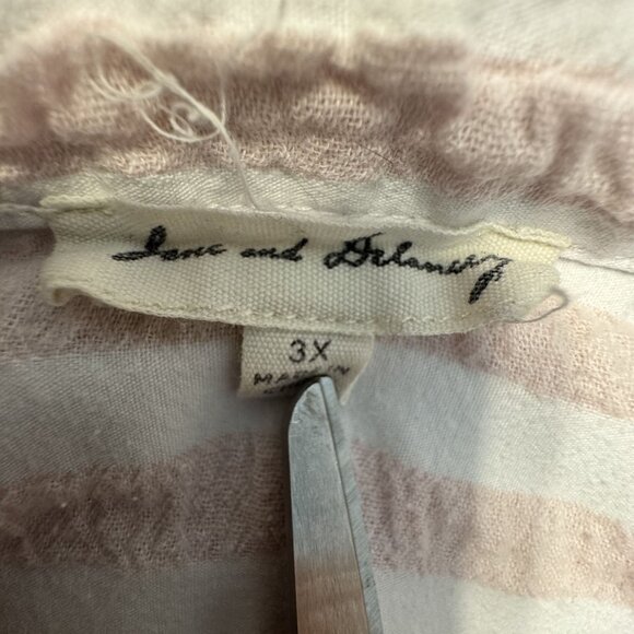 Jane Delancy Womens Striped Button Up Shirt Size 3X Long Sleeve Cotton Oversized - Picture 4 of 7